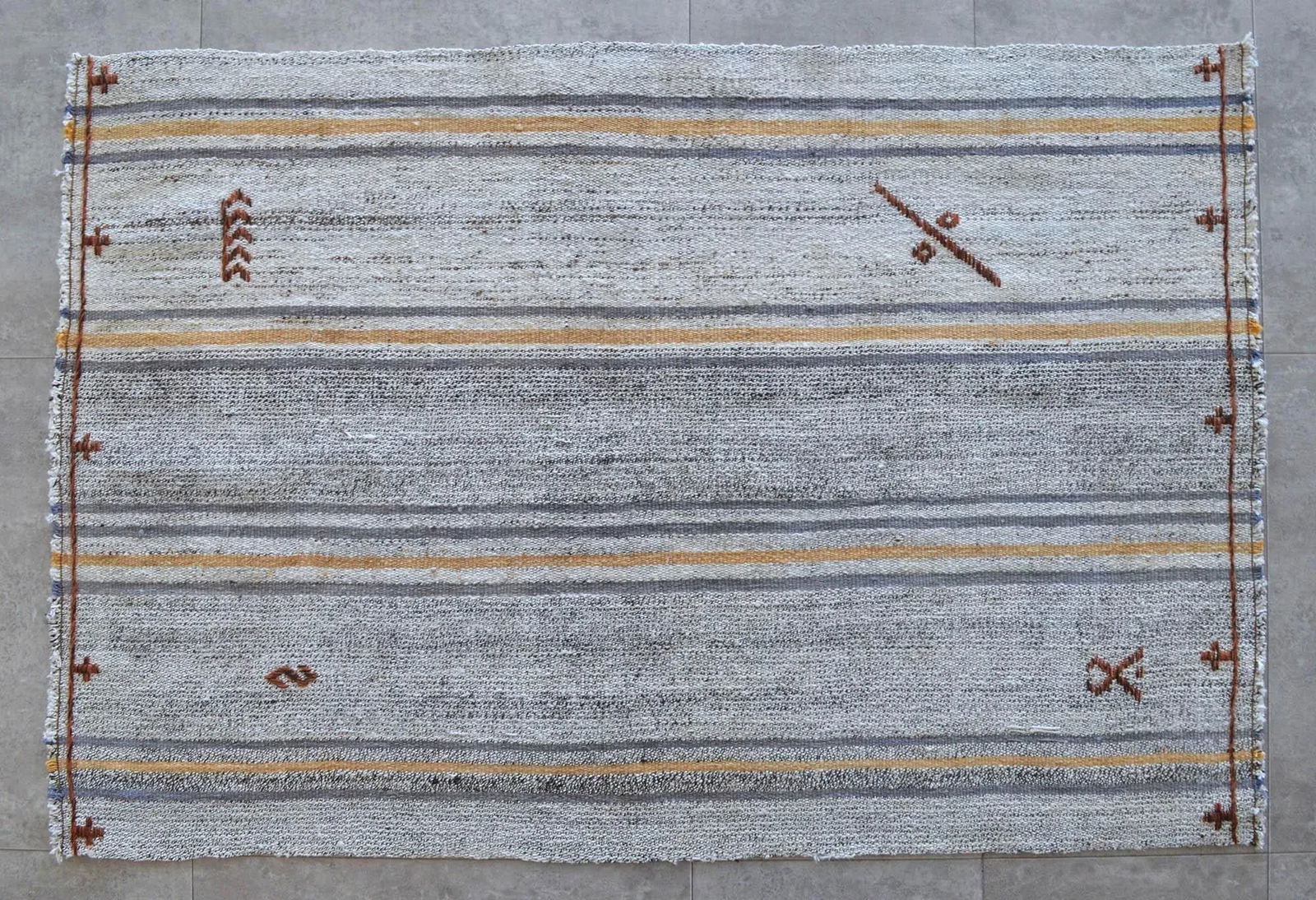 1970s Vintage Flat Weave Turkish Kilim Rug. Organic Wool Special Braided Area Rug 2'8" X 3'11" - 8