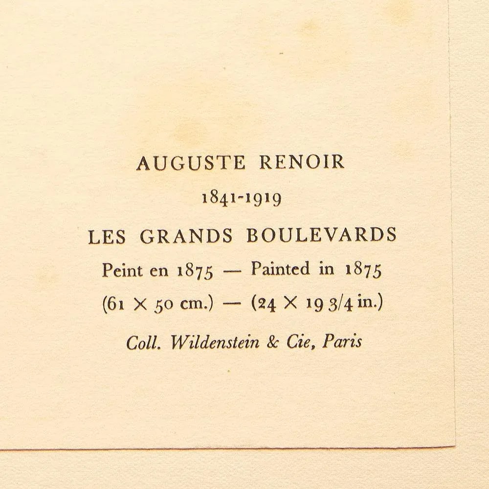 1944 "The Great Boulevards" Vintage French Offset Lithograph After Auguste Renoir - 4
