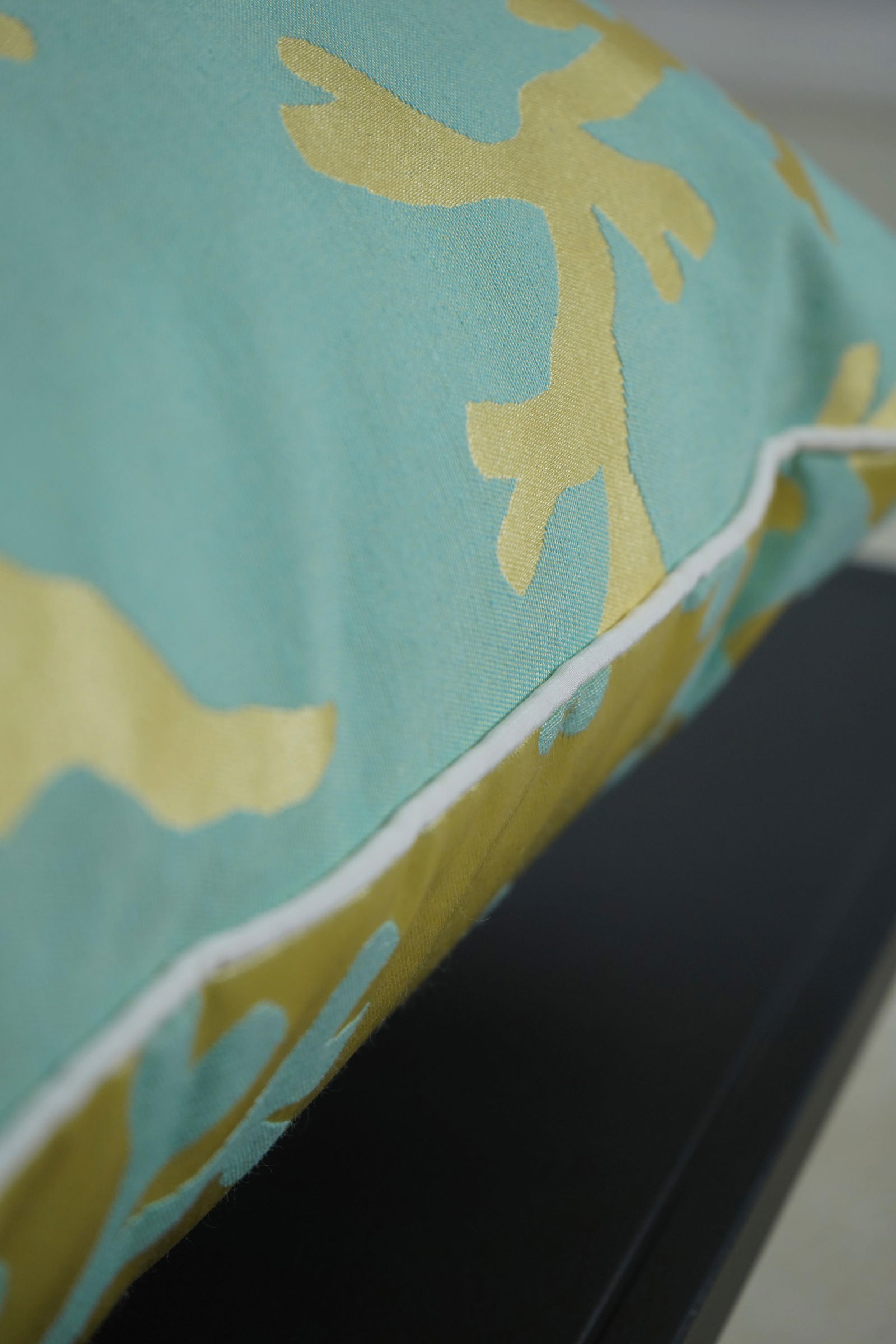 Square Throw Pillow Coral Pattern Gold & Green/Blue Fabric - 6