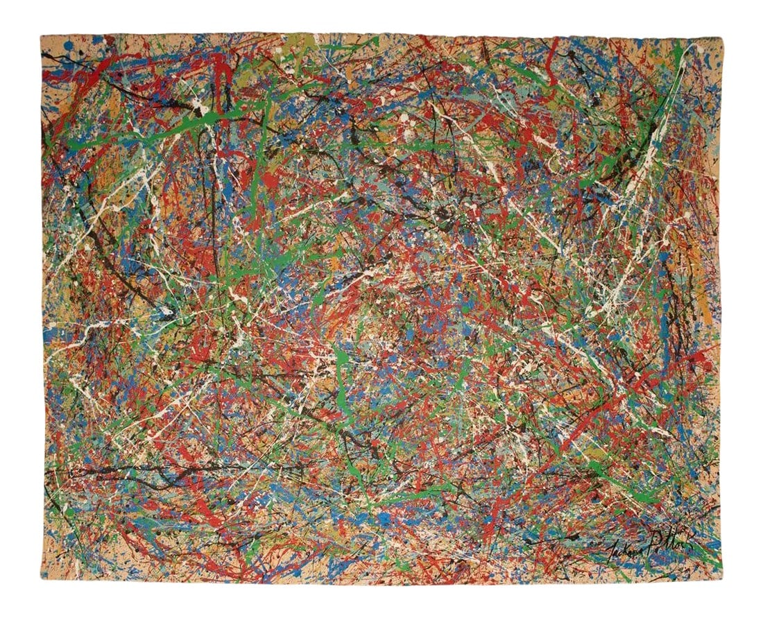 XL "Composition" Abstract Expressionist Mixed-Media Drip Painting in the Style of Jackson Pollock (1 of 13)