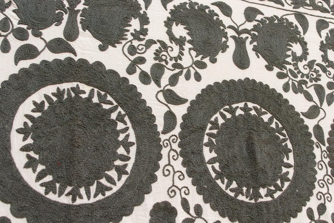 Stone Medallion Hand-Embroidered Suzani Throw - 3