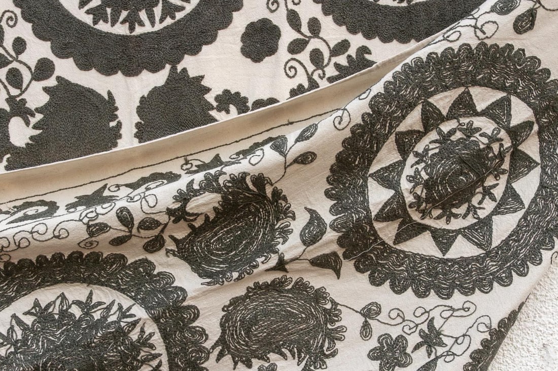 Stone Medallion Hand-Embroidered Suzani Throw - 5