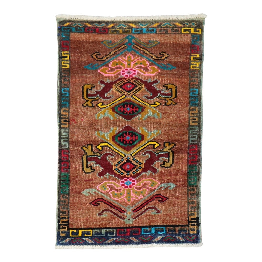 Zabihi Collection Mini Turkish Rug: Mini size mid 20th century Turkish Anatolian rug Measures: 1'6'' x 2'3''. Condition: Alterations: Original Condition Unaltered Imperfections: Some Imperfections Condition Notes: Good Dimensions: 