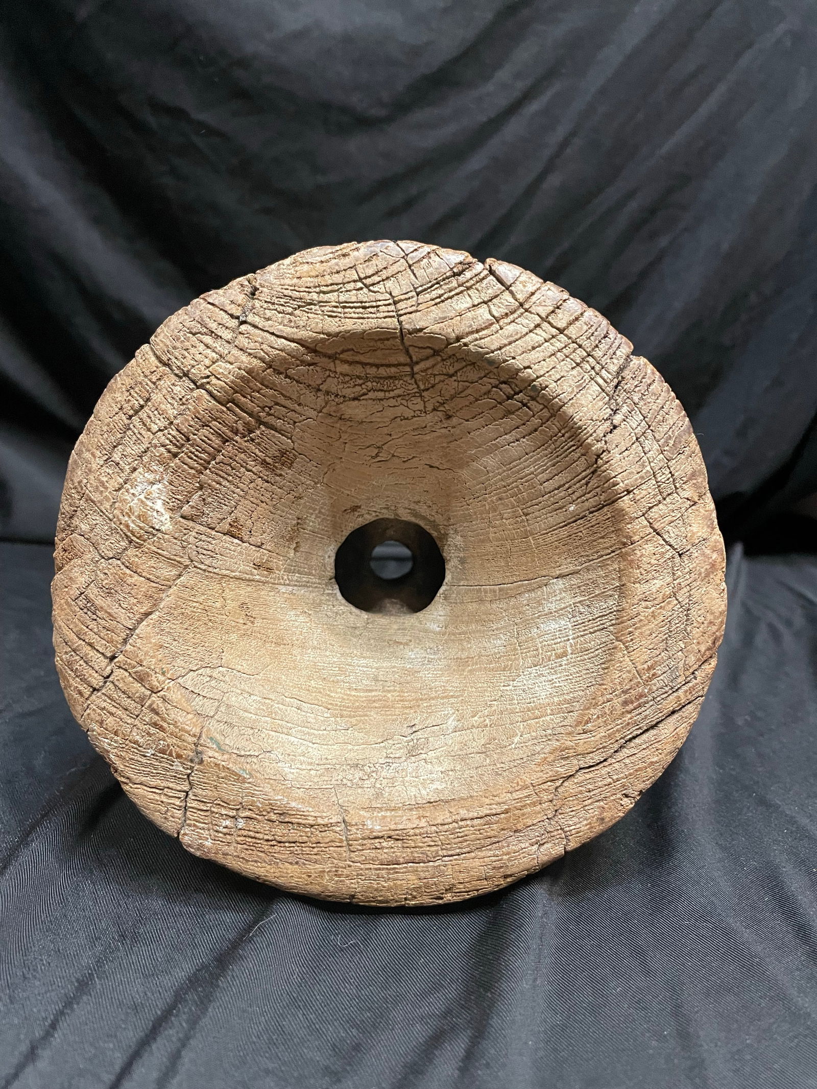 Antique Wooden Candleholder/Seeder - Hand Carved in India - 2