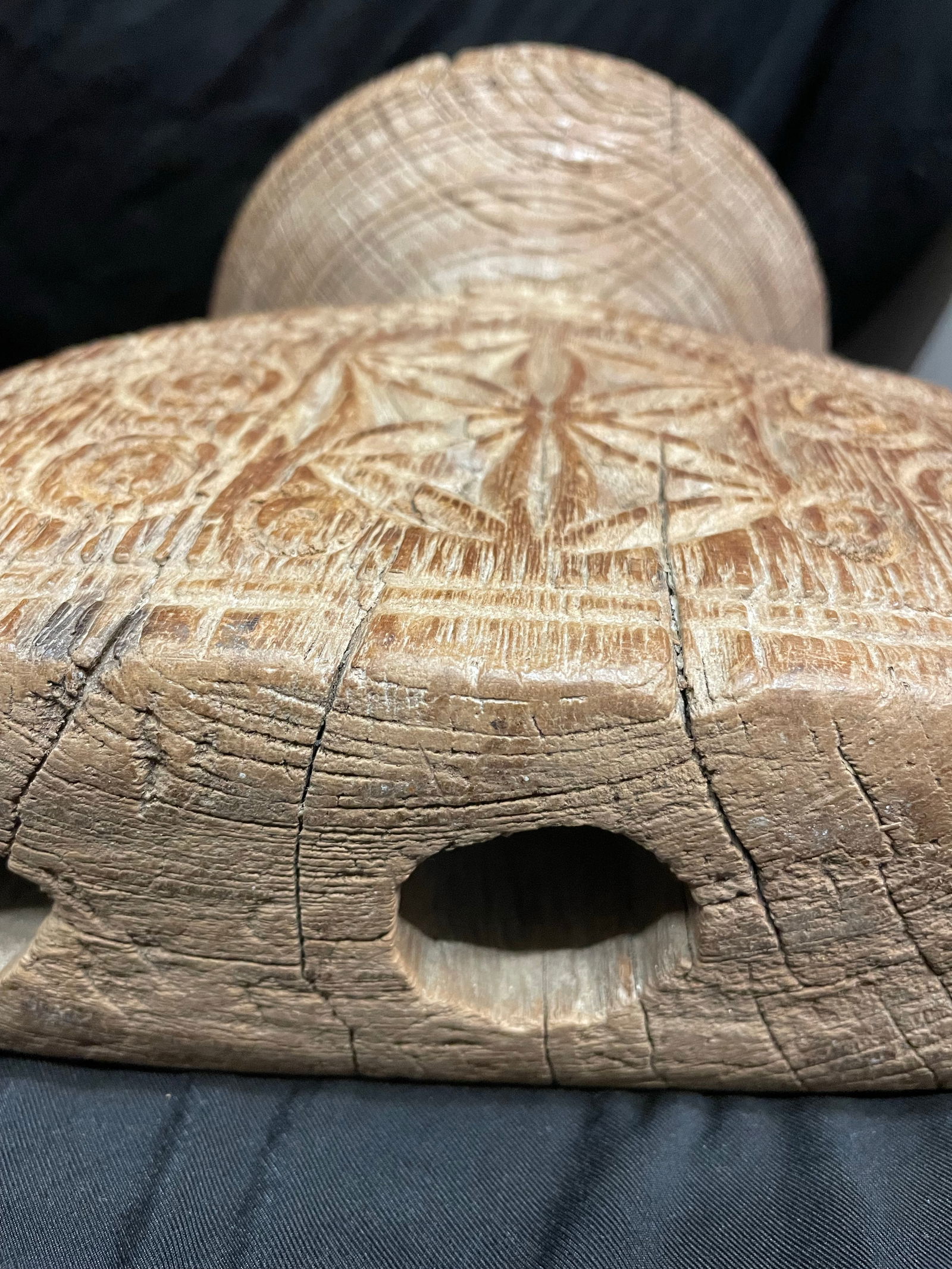 Antique Wooden Candleholder/Seeder - Hand Carved in India - 6