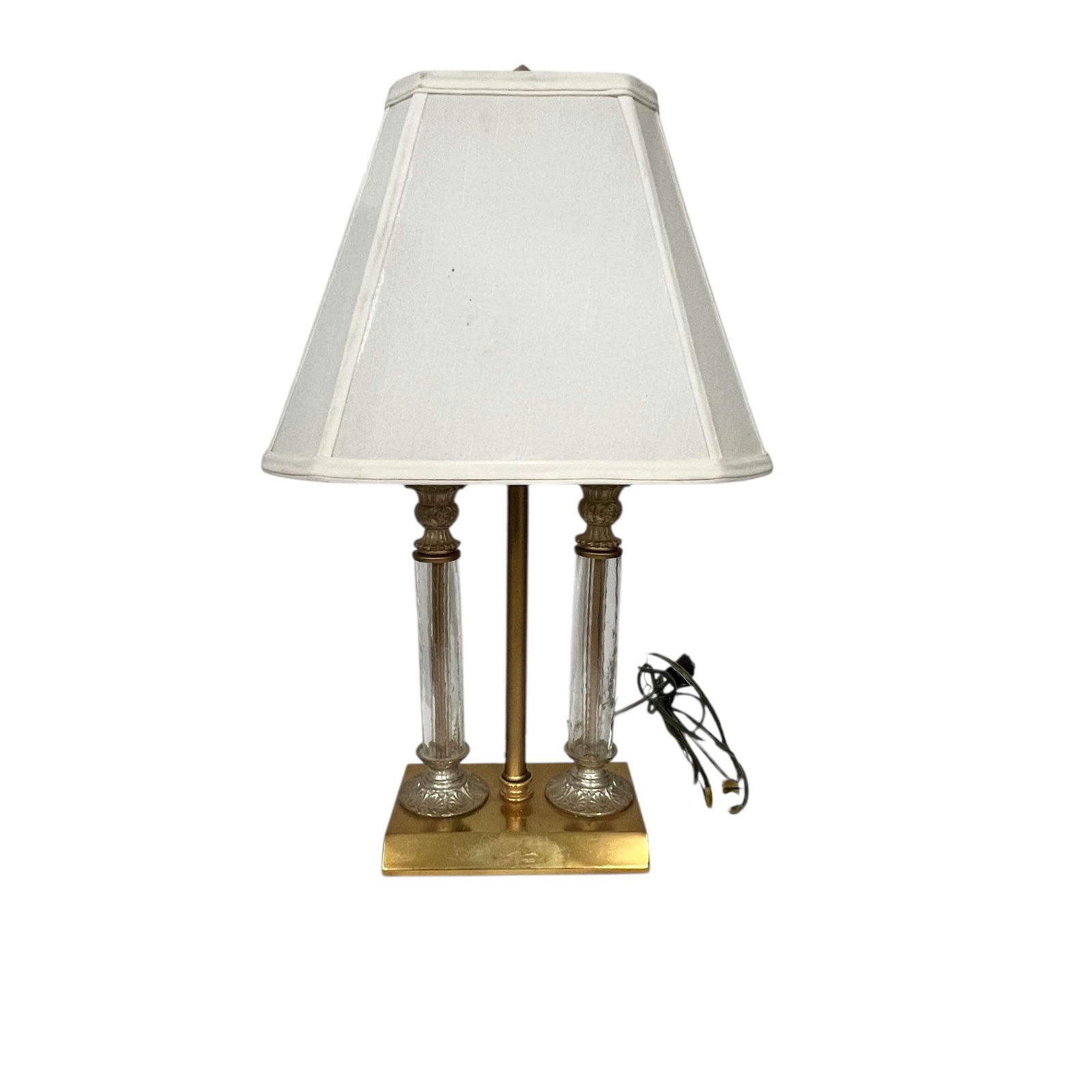 Vintage Brass and Blown Glass Bouillotte Style Lamp - 2