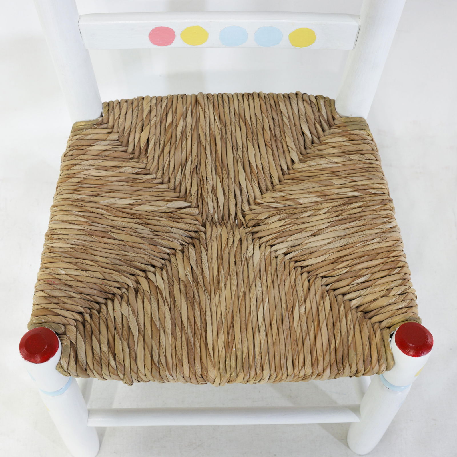 Vintage Hand-Painted Children's Chair With Hand-Woven Reed Seat - 10