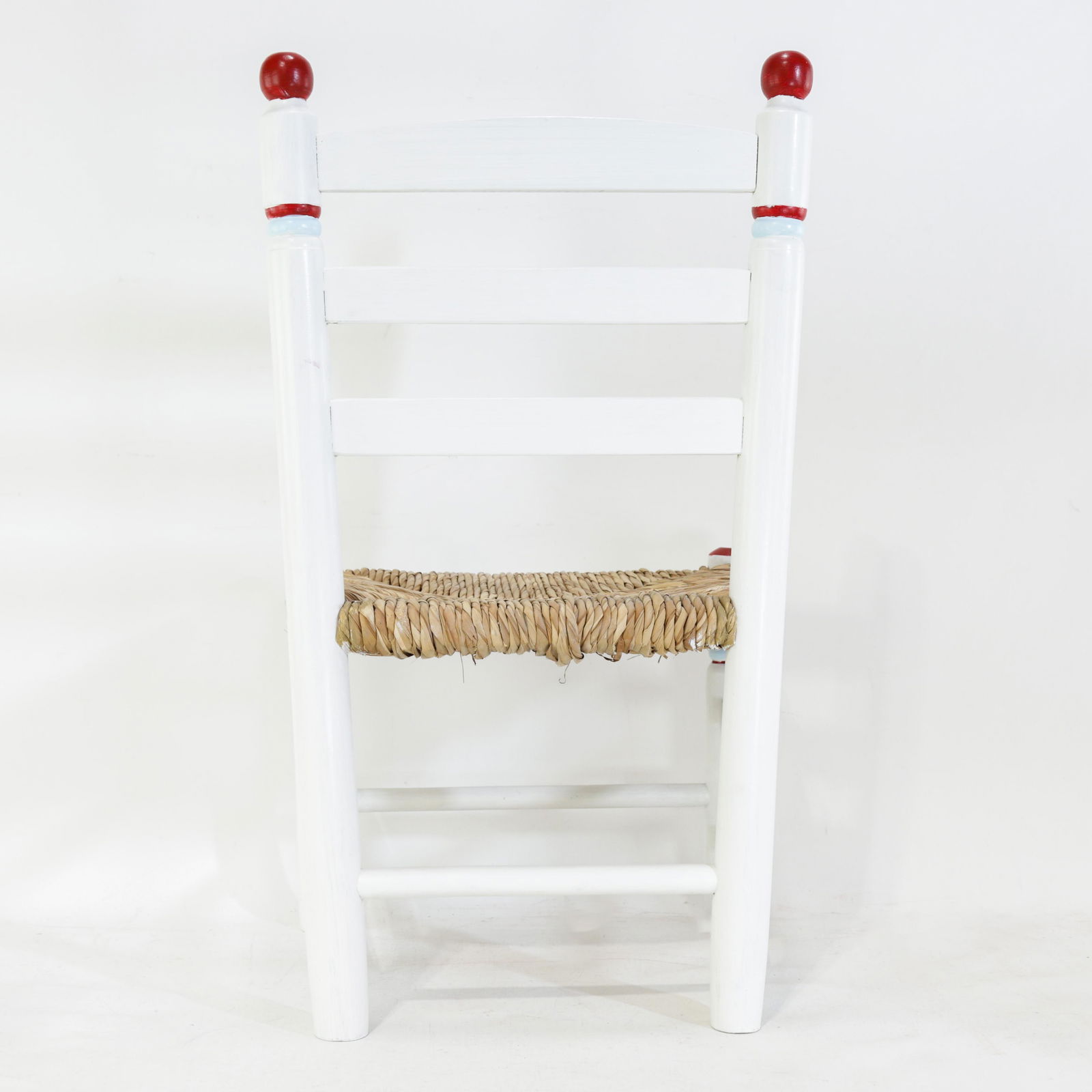 Vintage Hand-Painted Children's Chair With Hand-Woven Reed Seat - 4