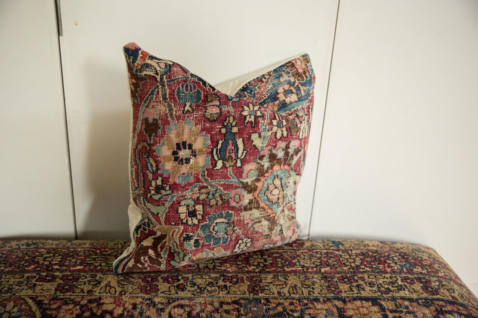 Vintage Meshed Rug Fragment Pillow - 4