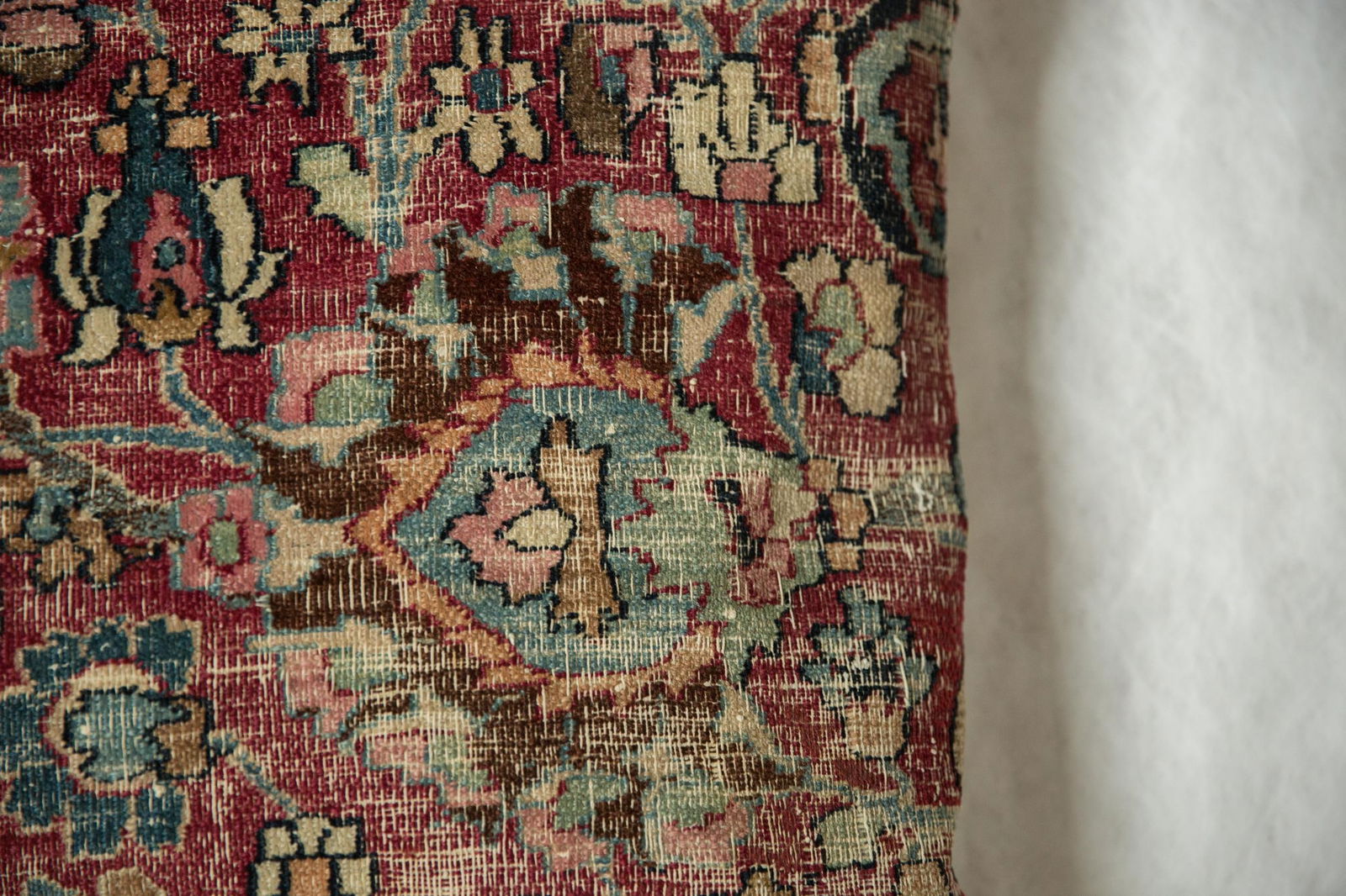 Vintage Meshed Rug Fragment Pillow - 7