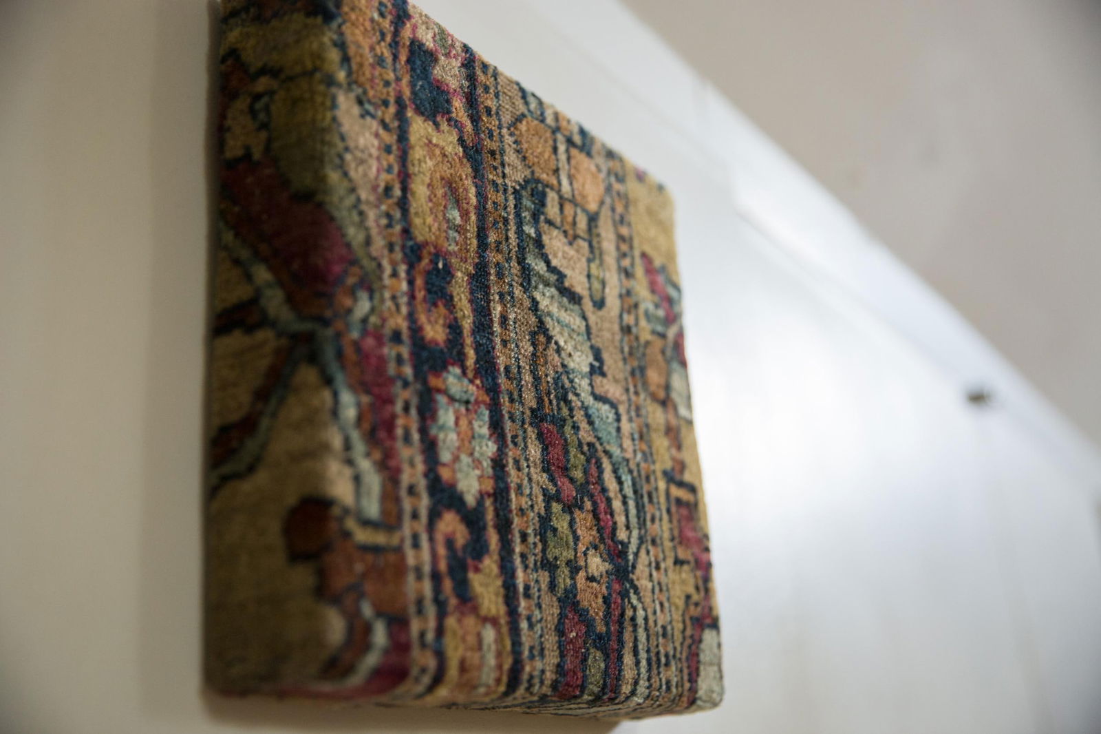 Decorative Cork Board Antique Kerman Rug Fragment Art - 2