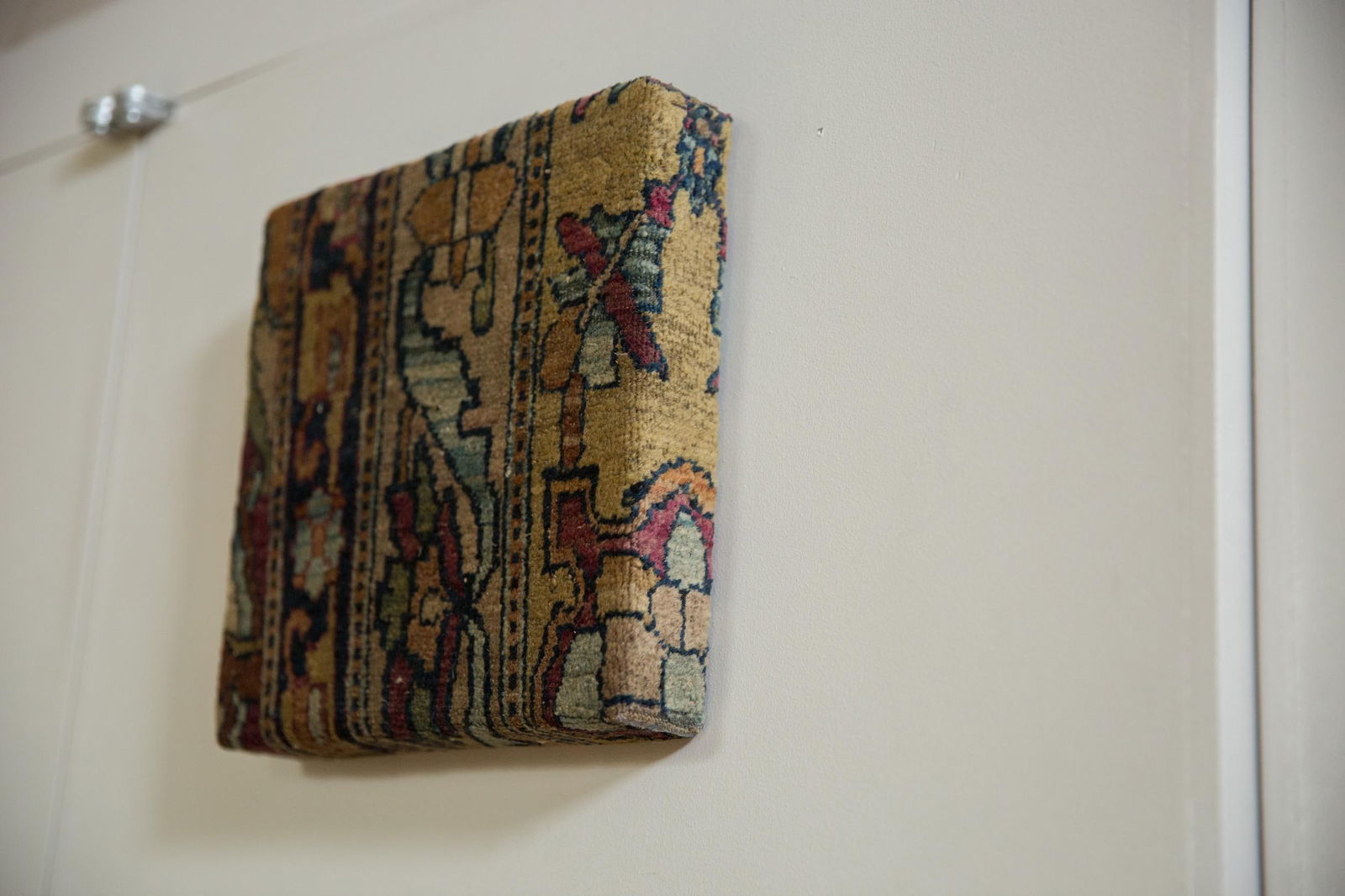 Decorative Cork Board Antique Kerman Rug Fragment Art - 3