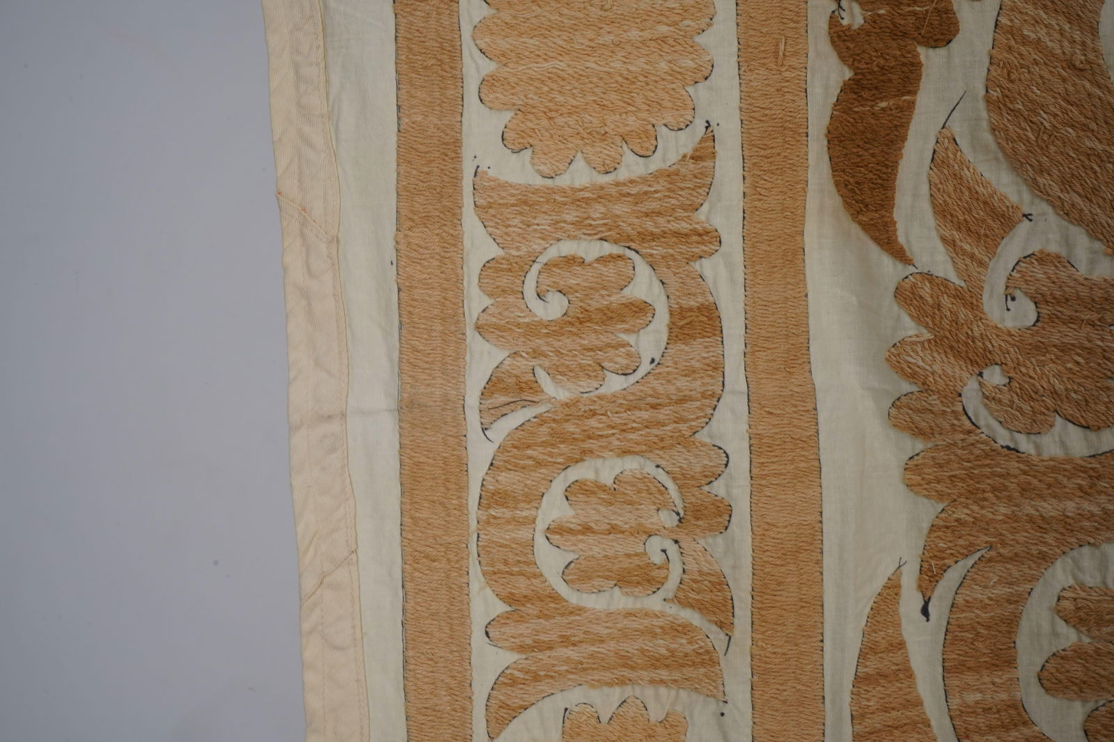 Uzbek Suzani Centerpiece Fabric, Hand Embroidered Table Textile 4'4'' X 4'5'' - 5