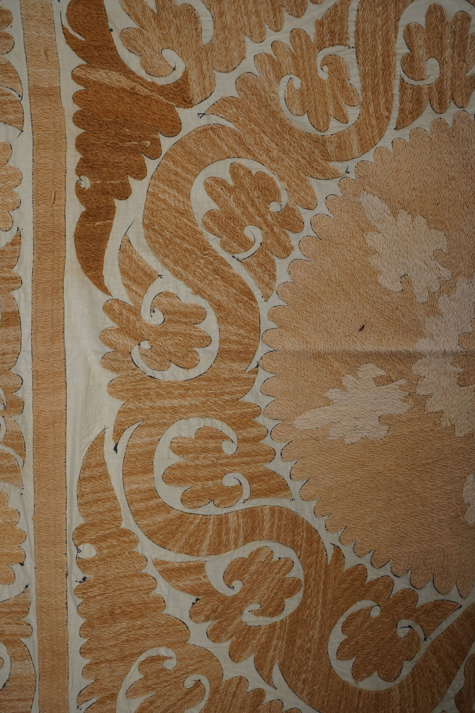 Uzbek Suzani Centerpiece Fabric, Hand Embroidered Table Textile 4'4'' X 4'5'' - 9