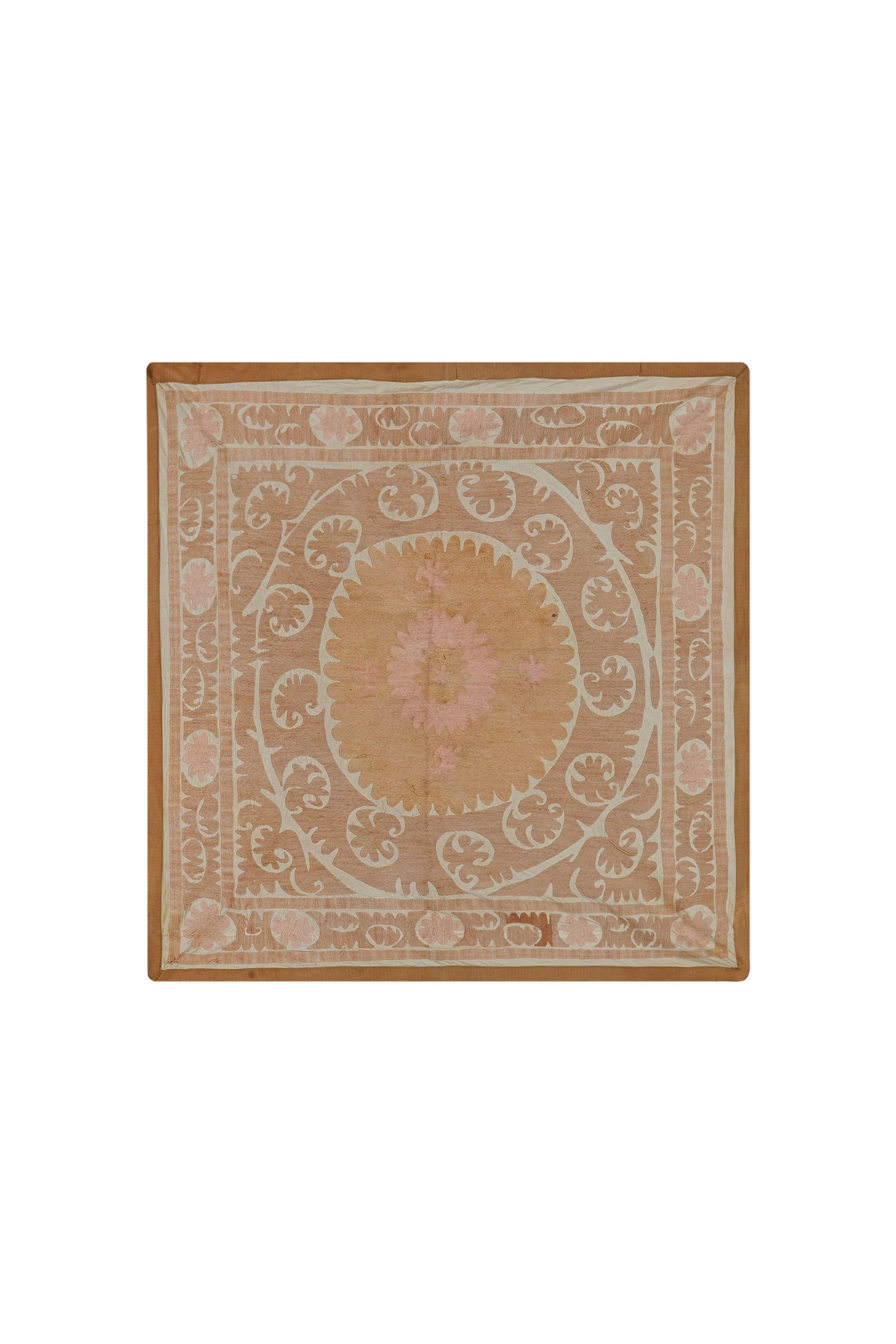 Suzani Tapestry - Faded Uzbek Table Cloth - Tribal Embroidery Wall Decor 4'5'' X 4'6'' - 2