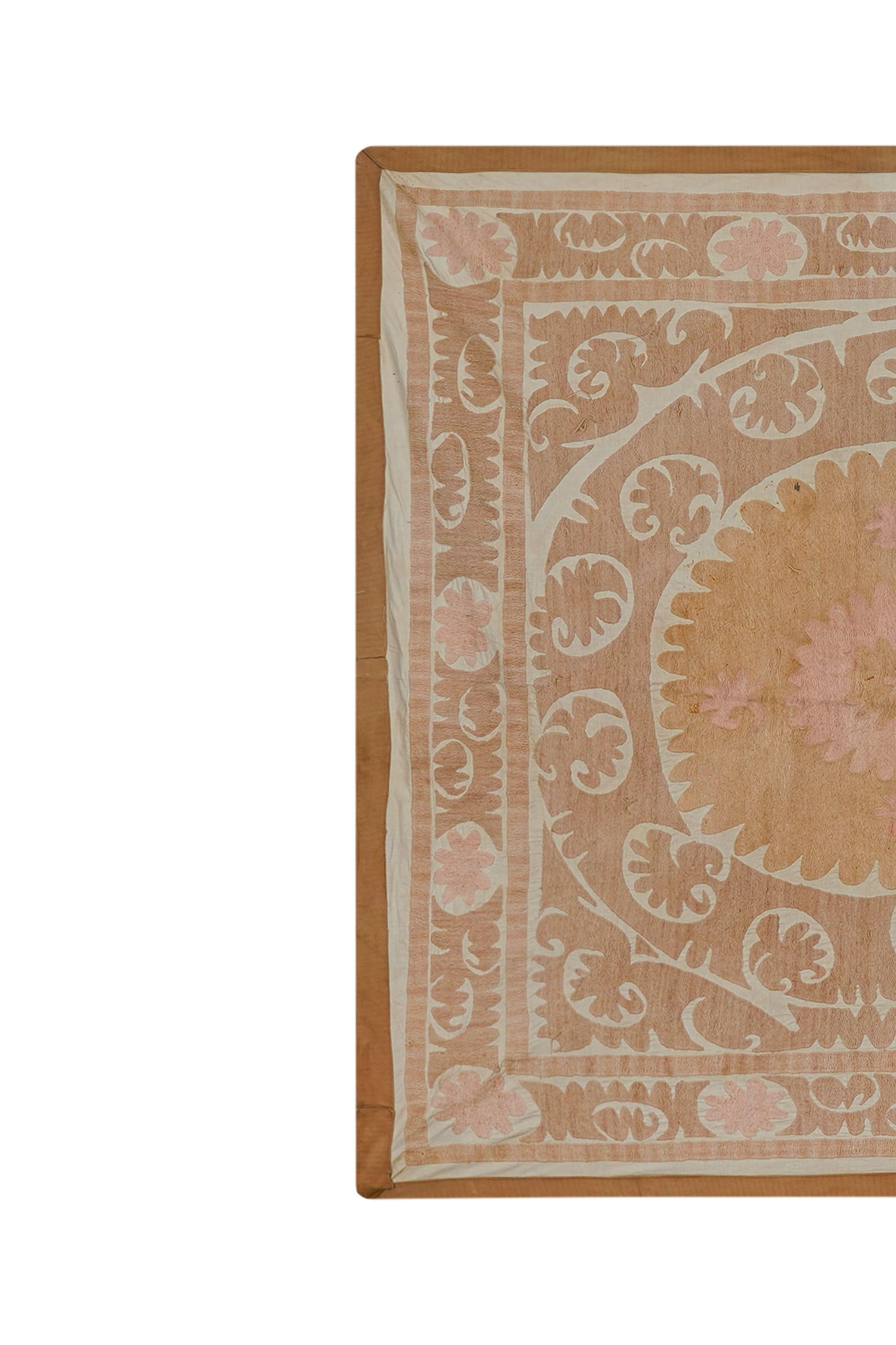 Suzani Tapestry - Faded Uzbek Table Cloth - Tribal Embroidery Wall Decor 4'5'' X 4'6'' - 3