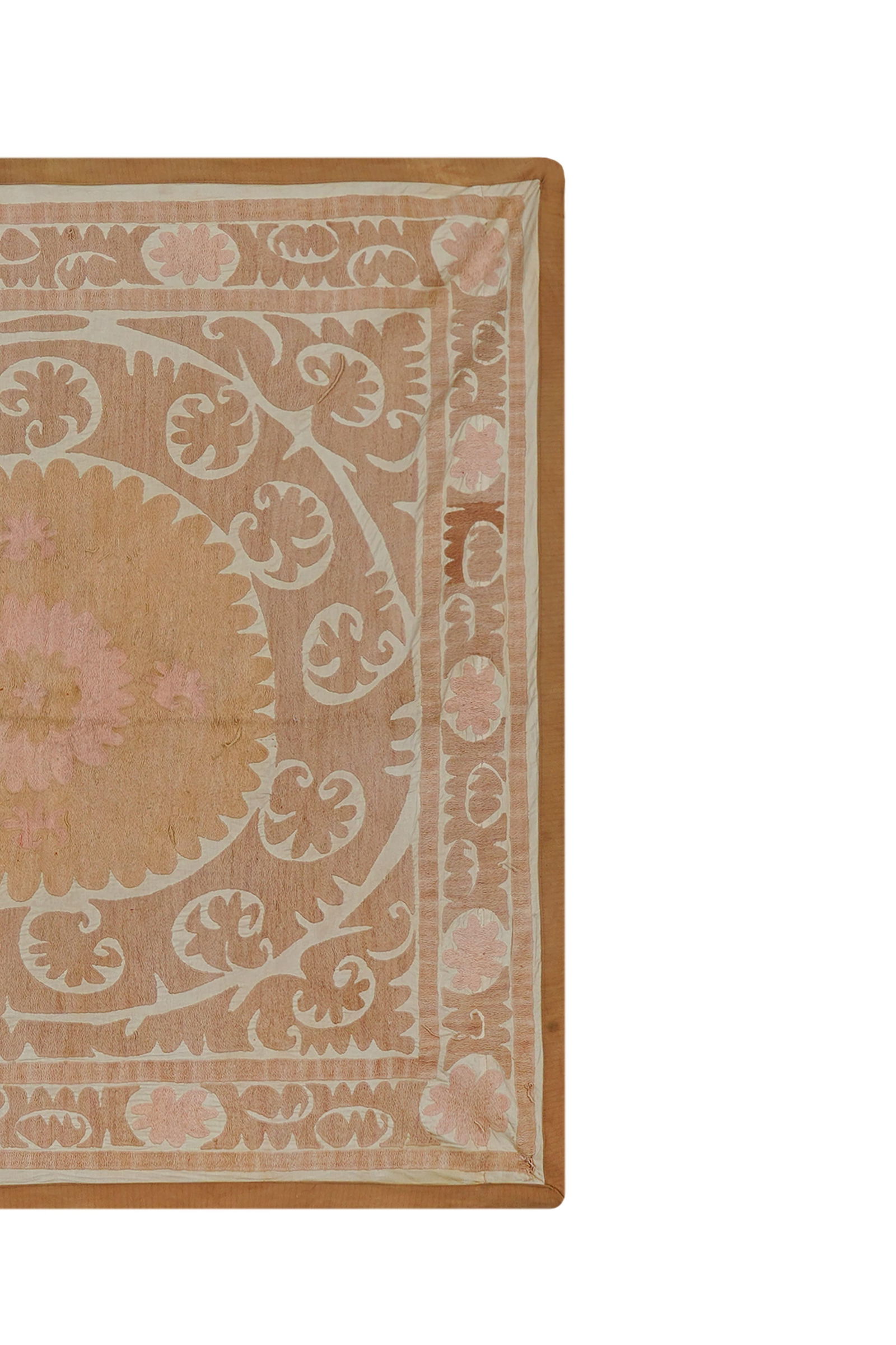 Suzani Tapestry - Faded Uzbek Table Cloth - Tribal Embroidery Wall Decor 4'5'' X 4'6'' - 4