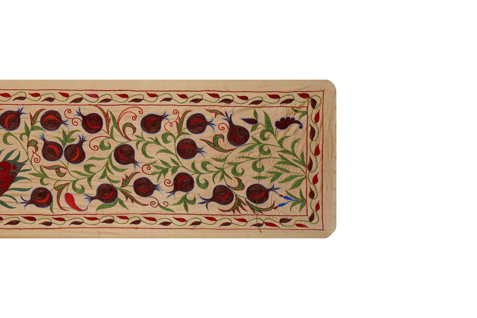 Hand-Embroidered Peacock Suzani Runner - 3