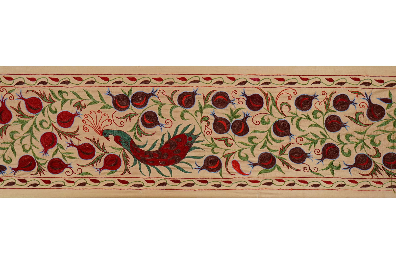 Hand-Embroidered Peacock Suzani Runner - 5
