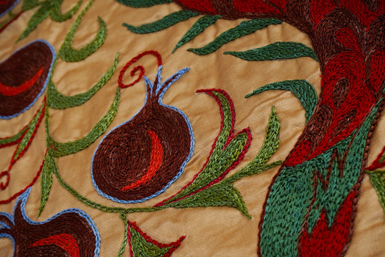 Hand-Embroidered Peacock Suzani Runner - 6