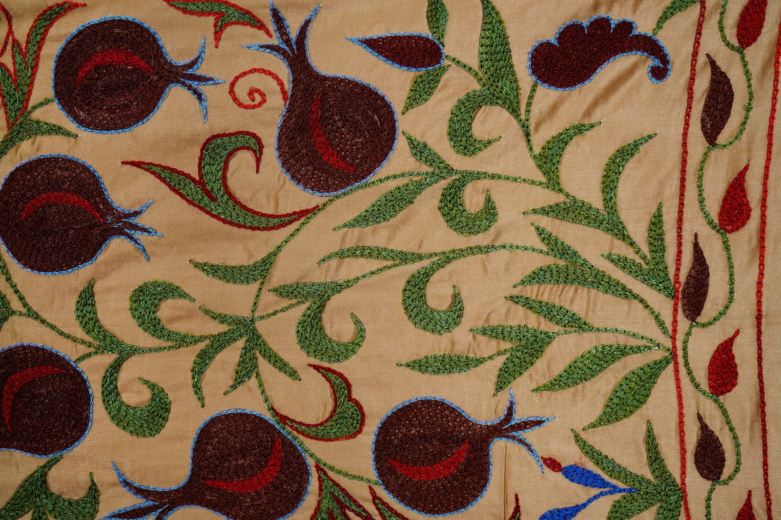 Hand-Embroidered Peacock Suzani Runner - 9