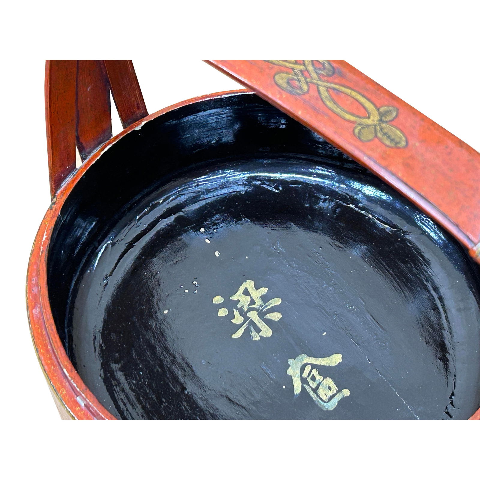 Vintage Oriental Brick Red Golden Graphic Stack Wedding Basket Display - 12