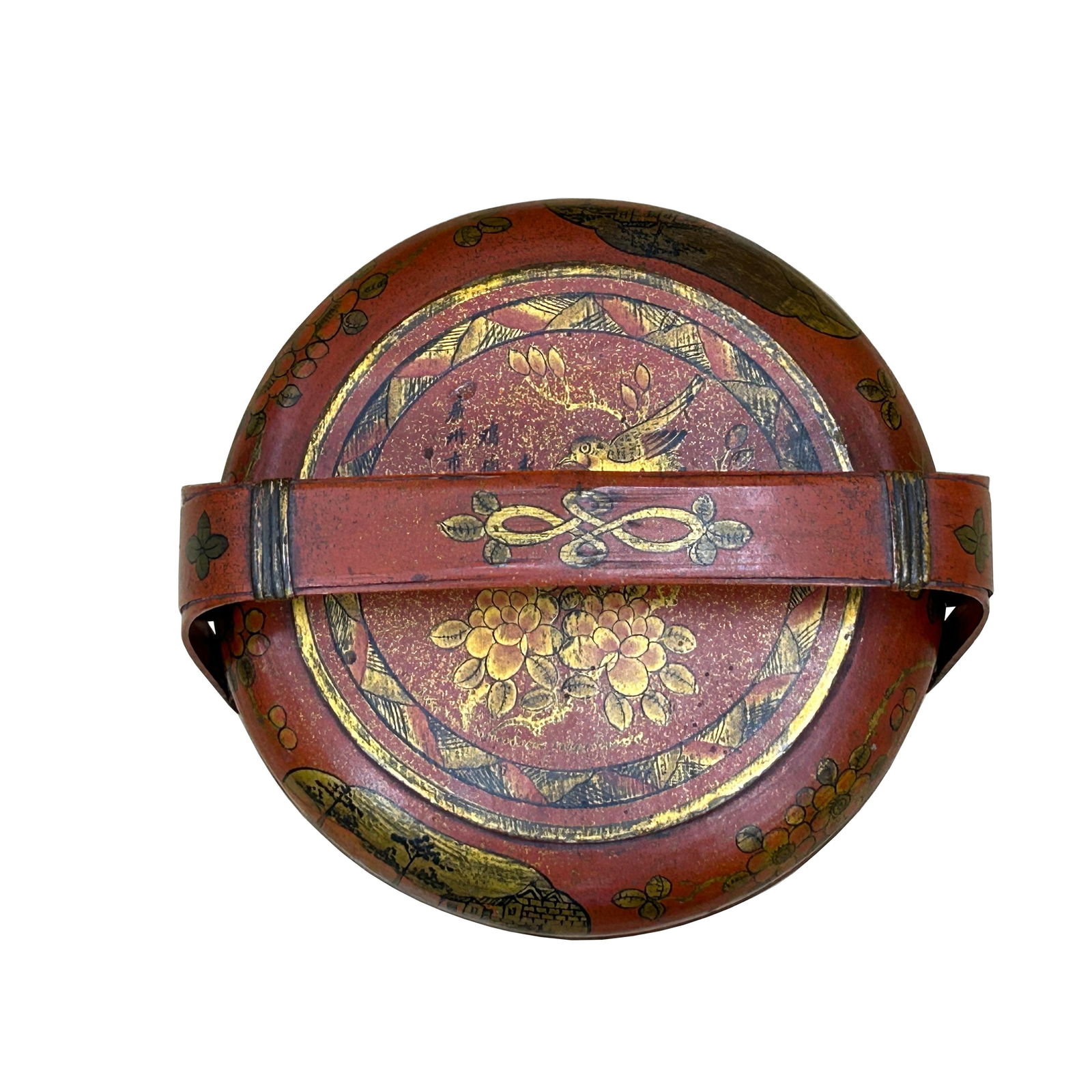 Vintage Oriental Brick Red Golden Graphic Stack Wedding Basket Display - 9