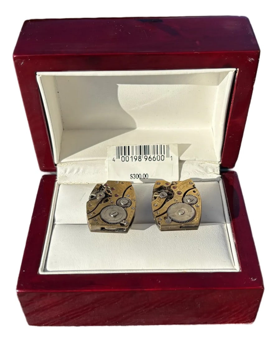 Mid 20th Century For the Wrist Watch Enthusiast - Pair of Sterling Silver Framed Movement Cufflinks (1 of 6)