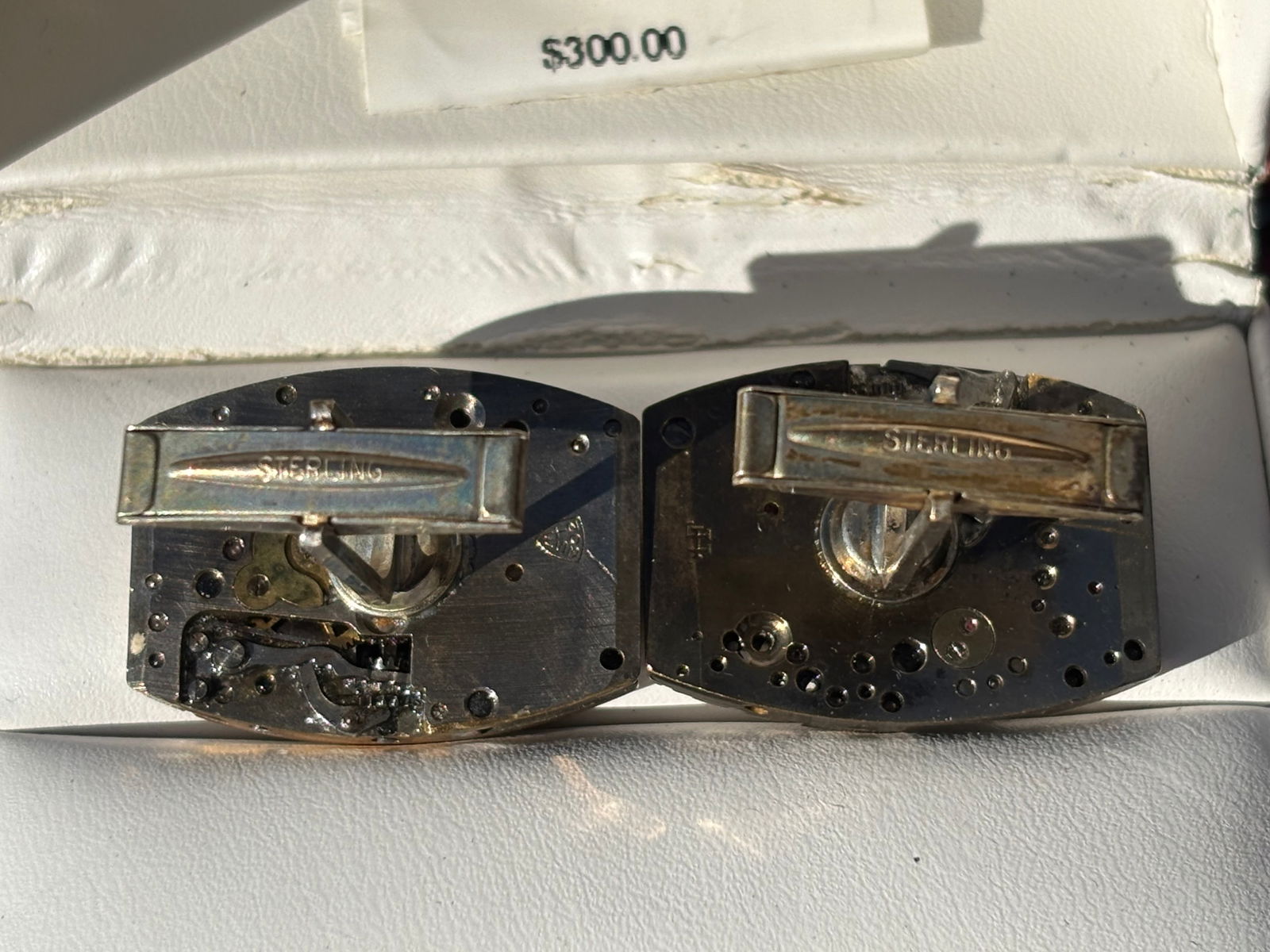 Mid 20th Century For the Wrist Watch Enthusiast - Pair of Sterling Silver Framed Movement Cufflinks - 6