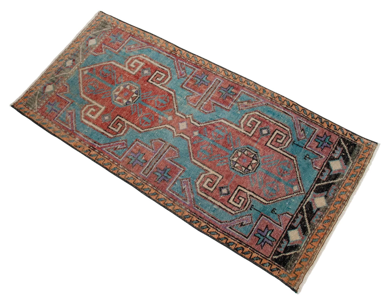 1970s Vintage Hand Knotted Small Rug Enrtway Mat, Kitchen Bathroom Decor 2x4 Ft Approx - 6