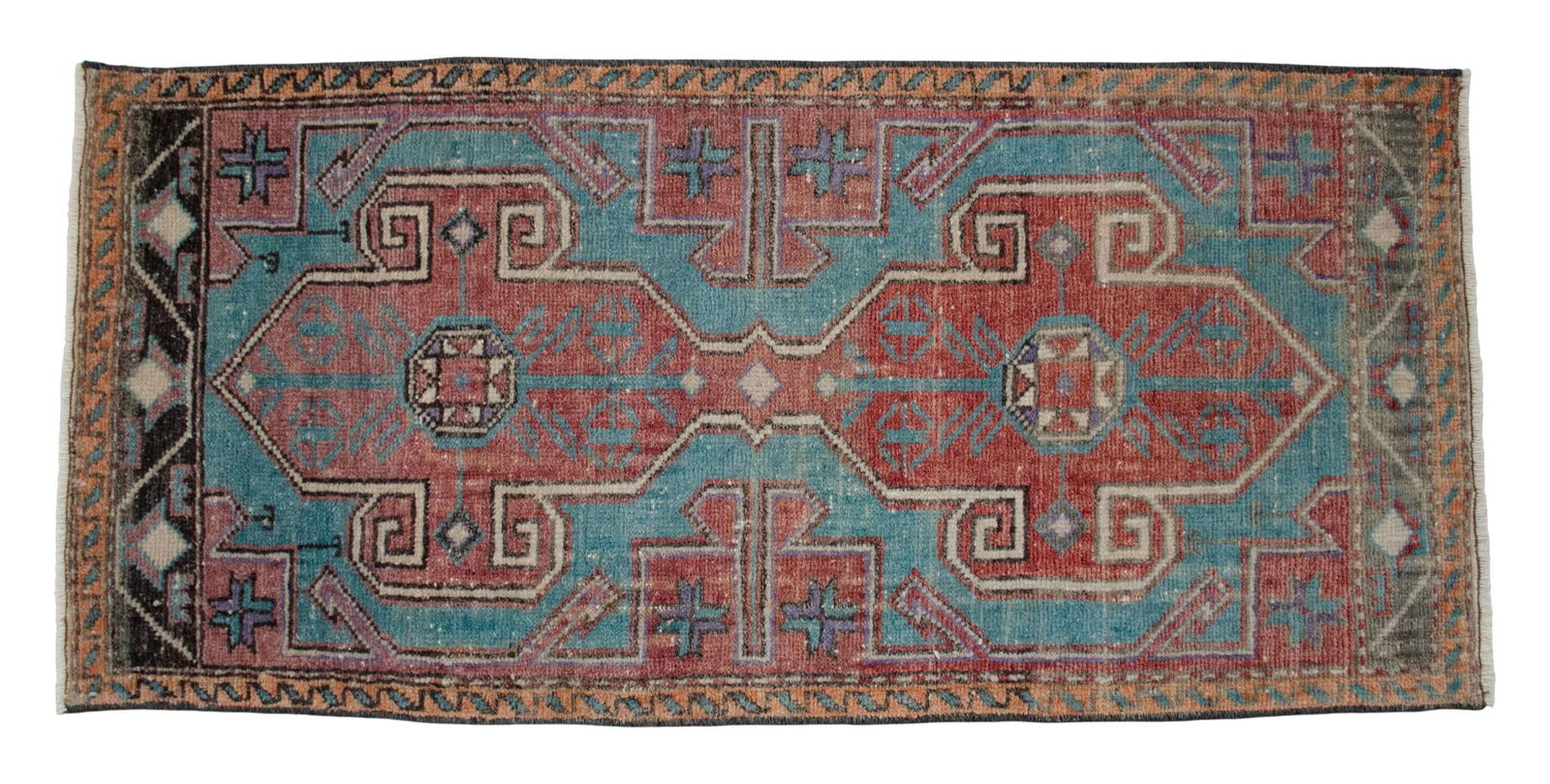 1970s Vintage Hand Knotted Small Rug Enrtway Mat, Kitchen Bathroom Decor 2x4 Ft Approx - 7