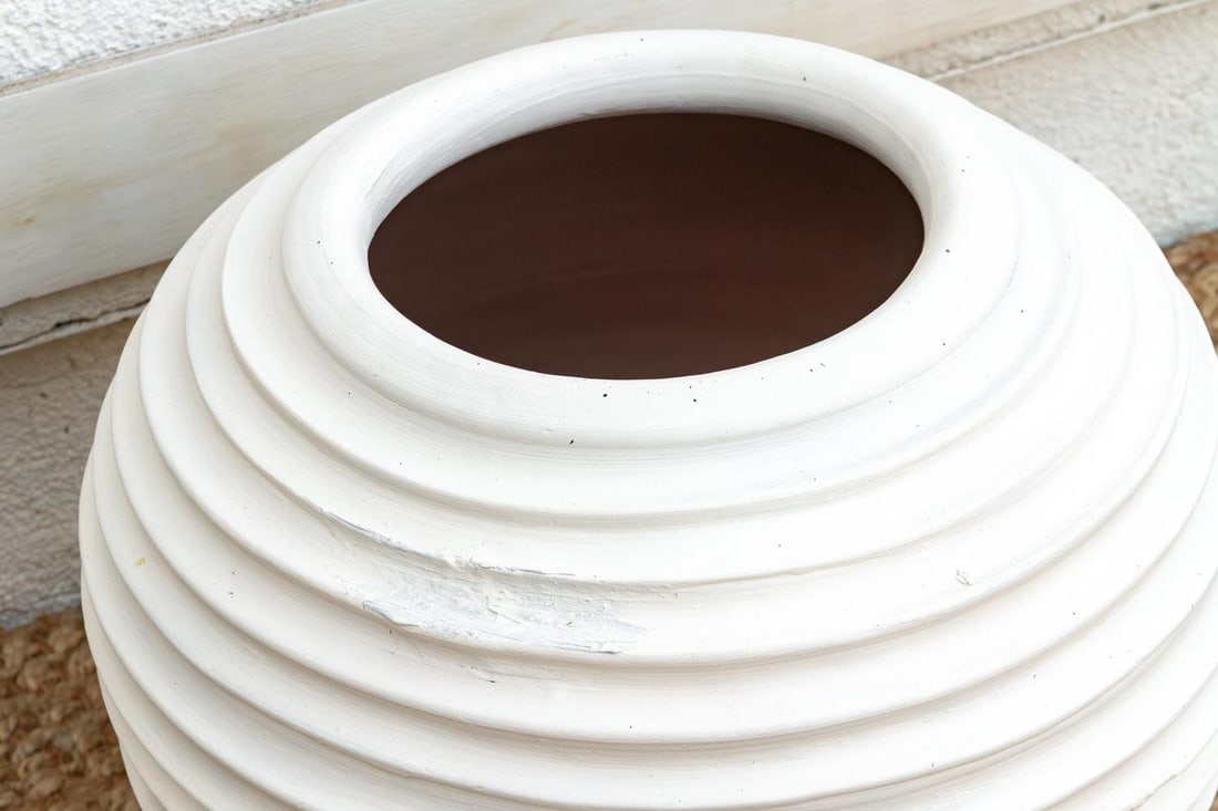 Contemporary White Terracotta Garden Planter - 4