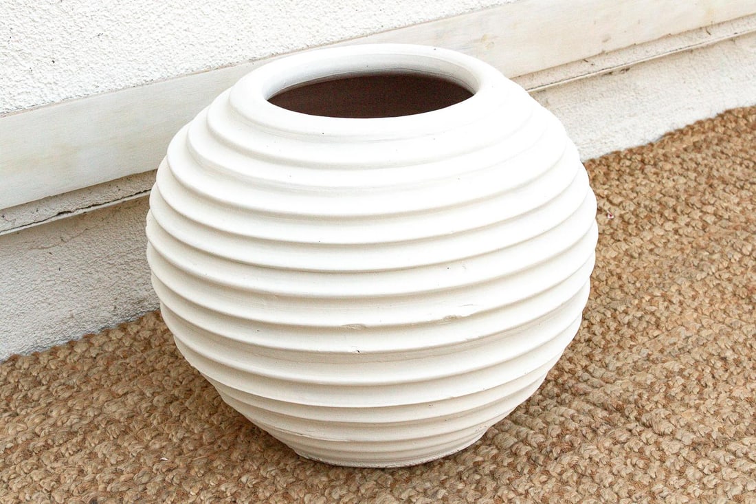 Contemporary White Terracotta Garden Planter - 6