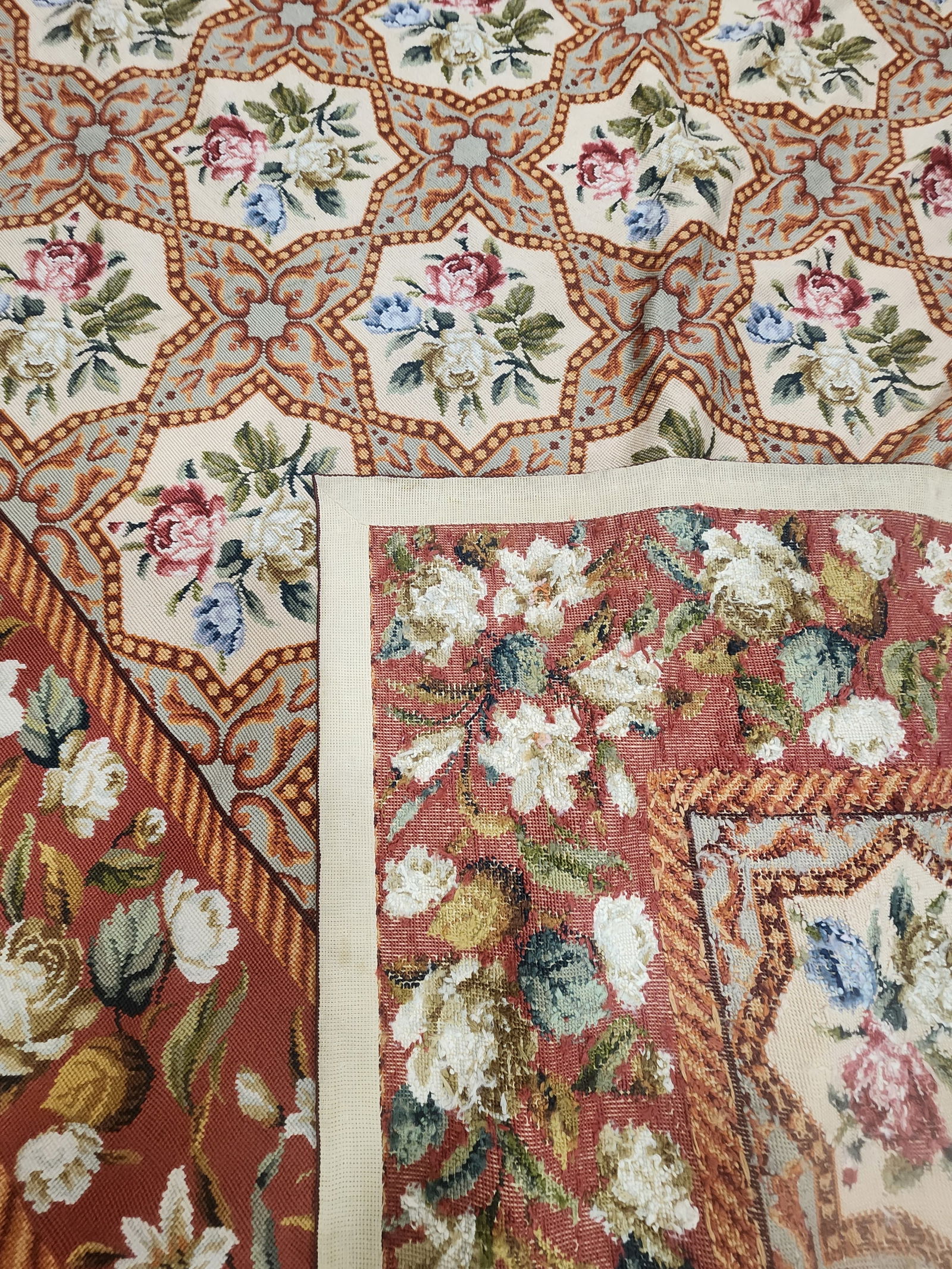 Beautiful Floral Panel Needlepoint Rug 8x10 - 4