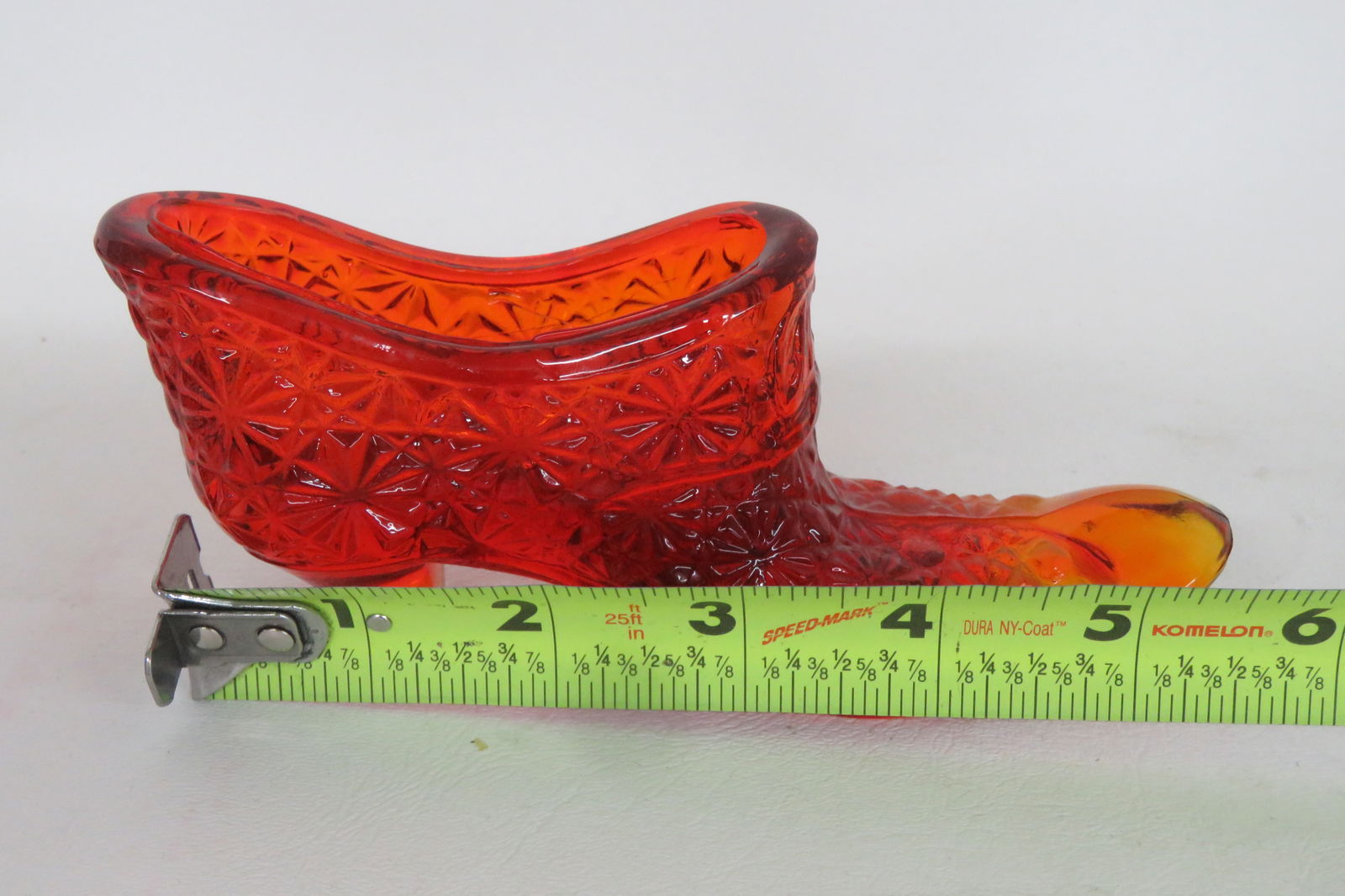 Vintage Fenton Amberina Daisy and Button Glass Slipper Shoe Figurine 4562b - 10