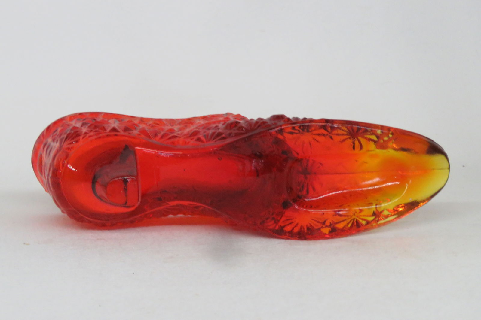 Vintage Fenton Amberina Daisy and Button Glass Slipper Shoe Figurine 4562b - 6