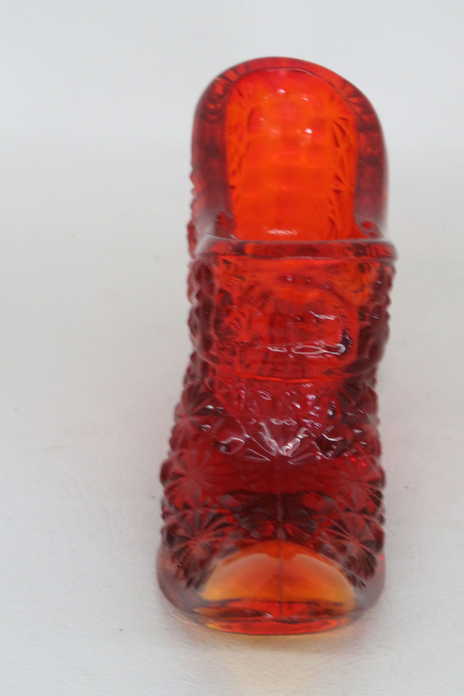 Vintage Fenton Amberina Daisy and Button Glass Slipper Shoe Figurine 4562b - 7