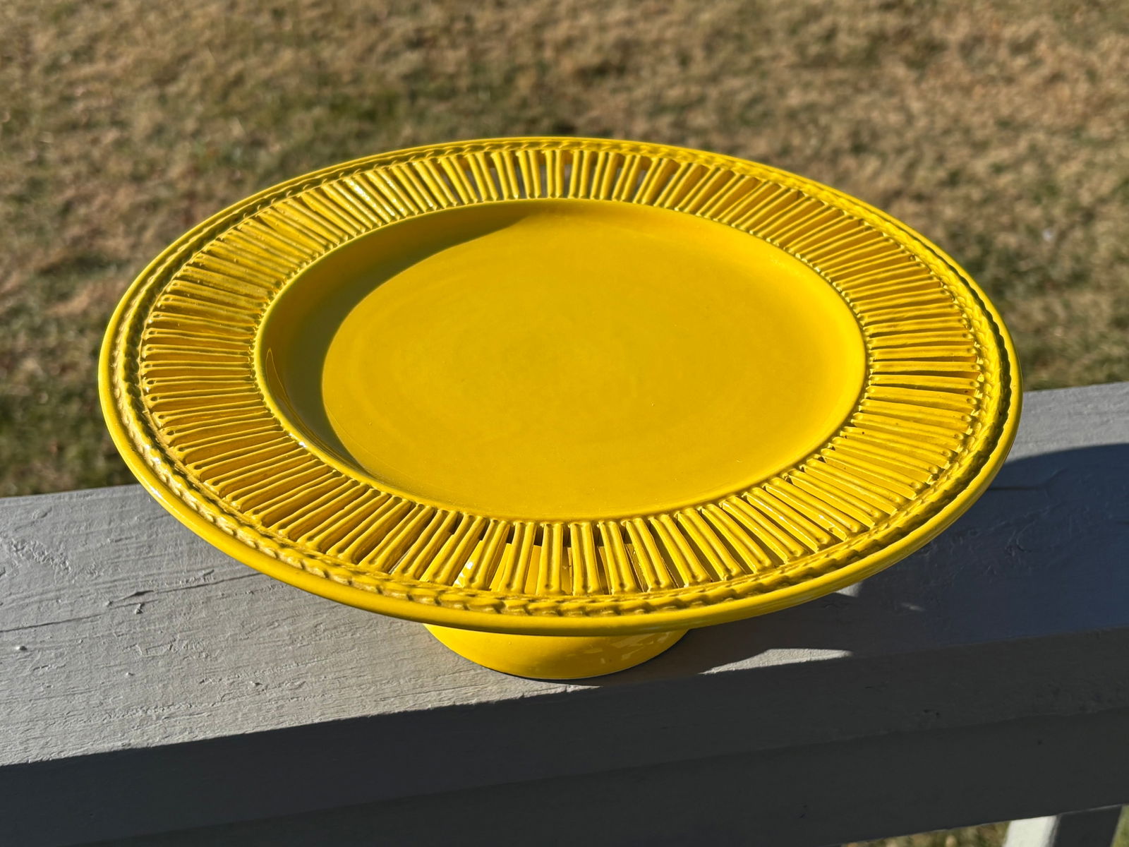 Early 20th C. - Yellow French or Italian Centerpiece Server - Porcelain, Reticulated - 2