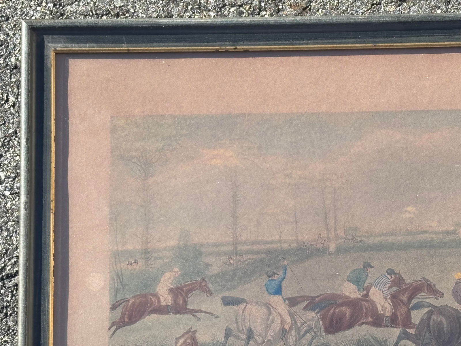 Grand Steeple Chase - Large, Orig. 19th C. Equestrian Color Print in Period Frame - 1837 - 10