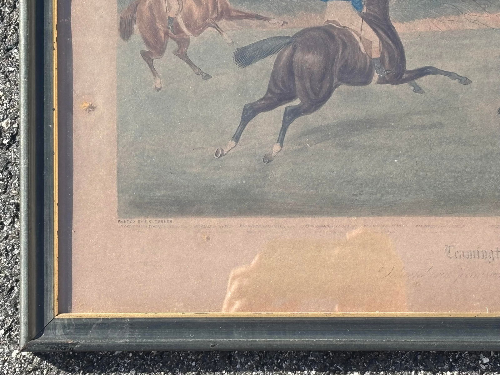 Grand Steeple Chase - Large, Orig. 19th C. Equestrian Color Print in Period Frame - 1837 - 13