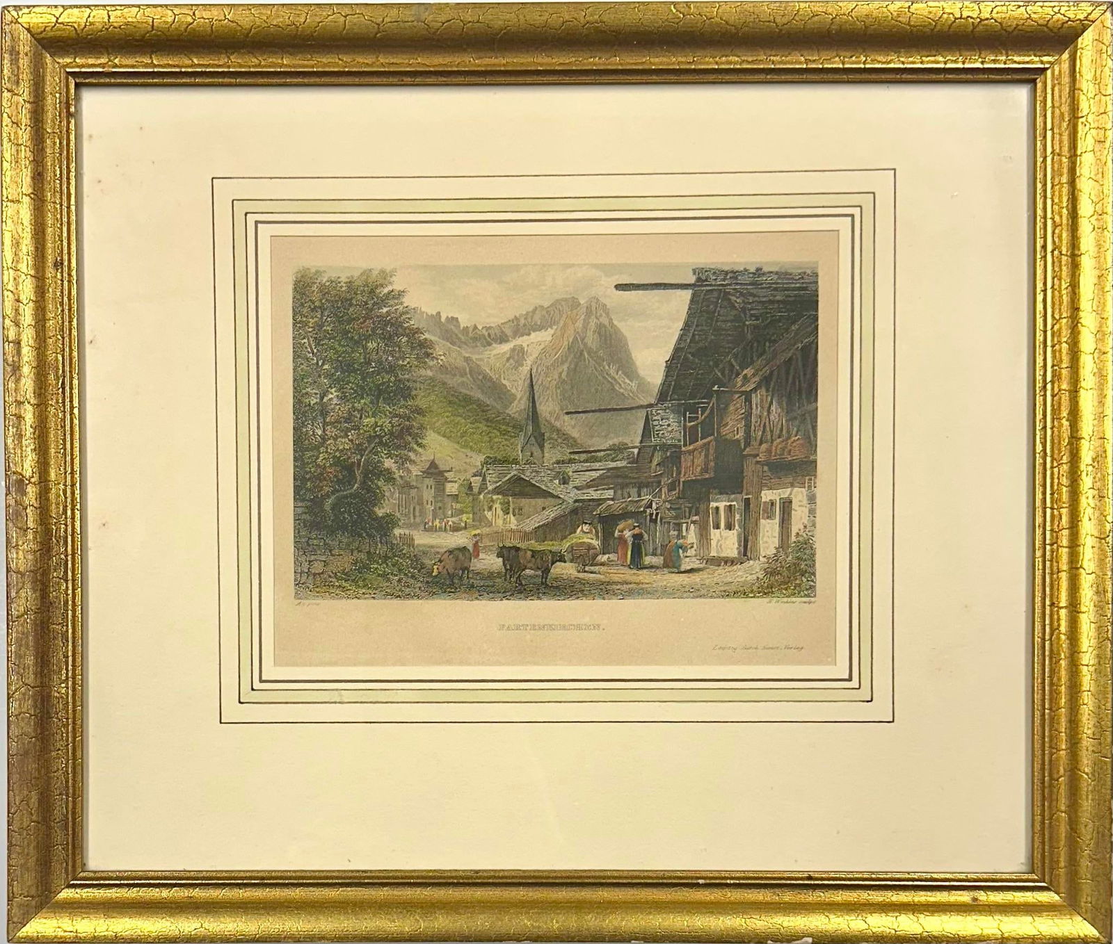 Partenkirchen, Germany (Bavarian Alps), Original Print, 1840 (Framed) - 2