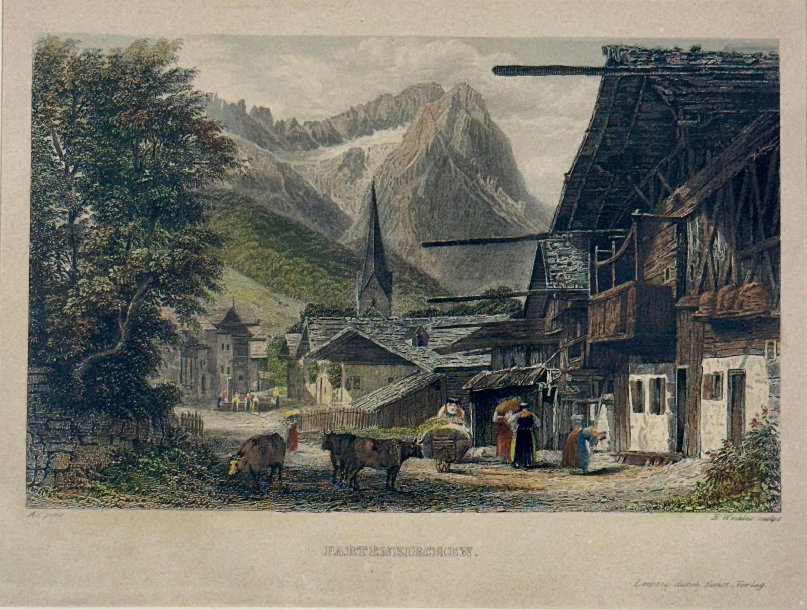Partenkirchen, Germany (Bavarian Alps), Original Print, 1840 (Framed) - 3