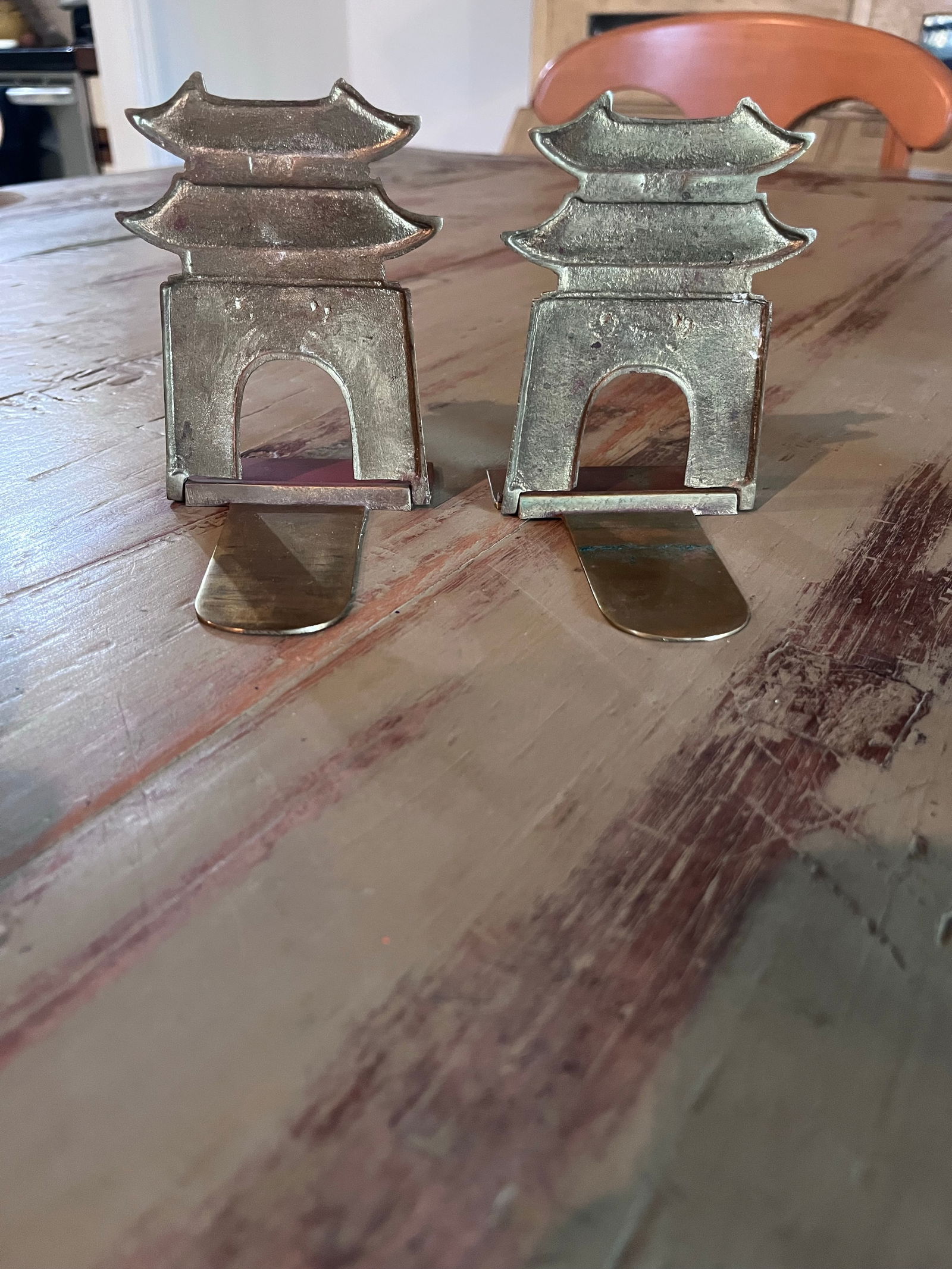 Vintage Brass Pagoda Bookends "” Mid-Century Architectural Accent - 6