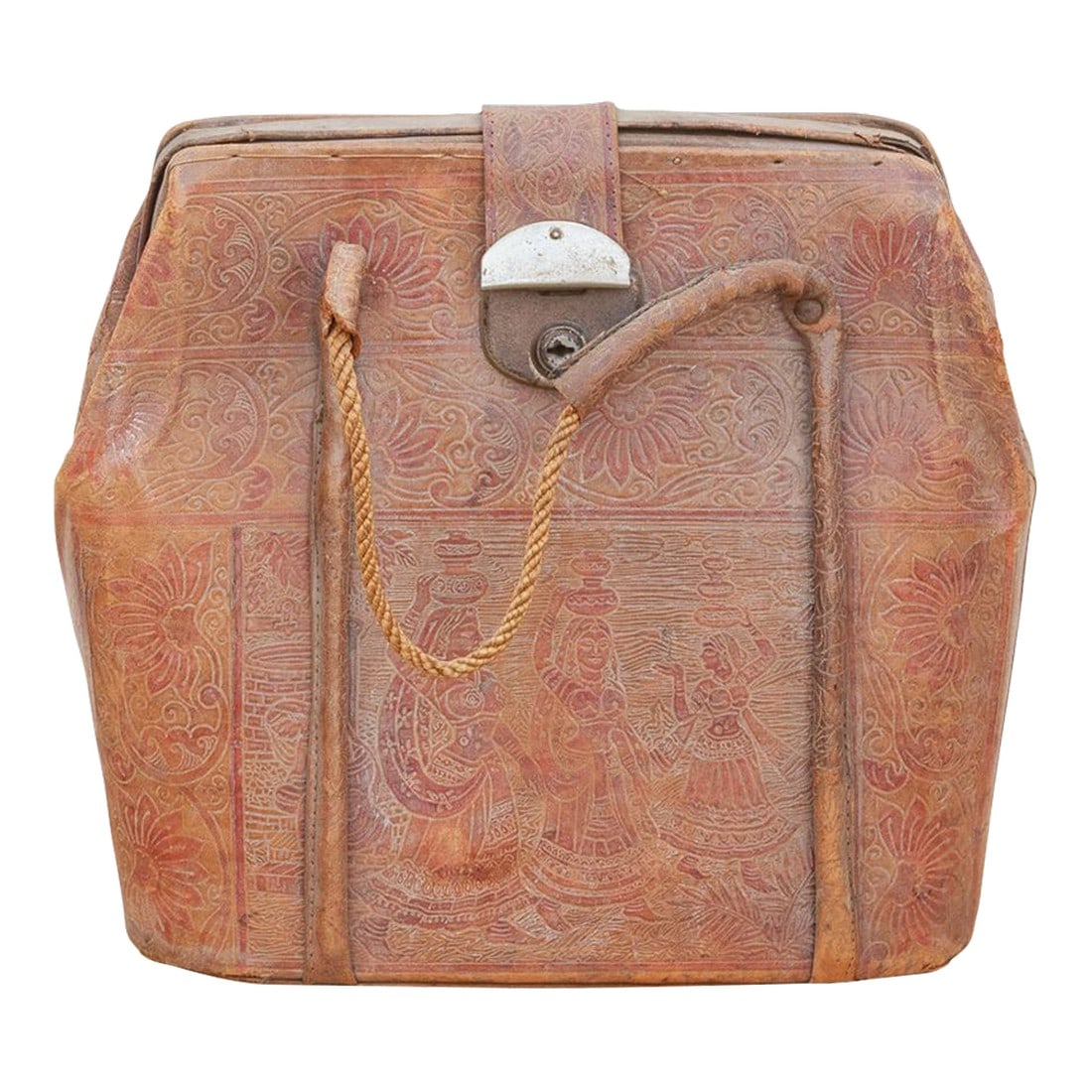 Vintage Indian Tooled Leather Satchel (1 of 8)