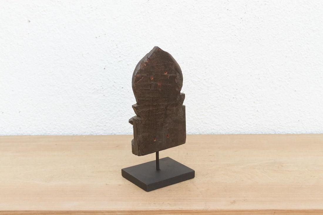 Vintage Carved Wooden Buddha on Stand - 6