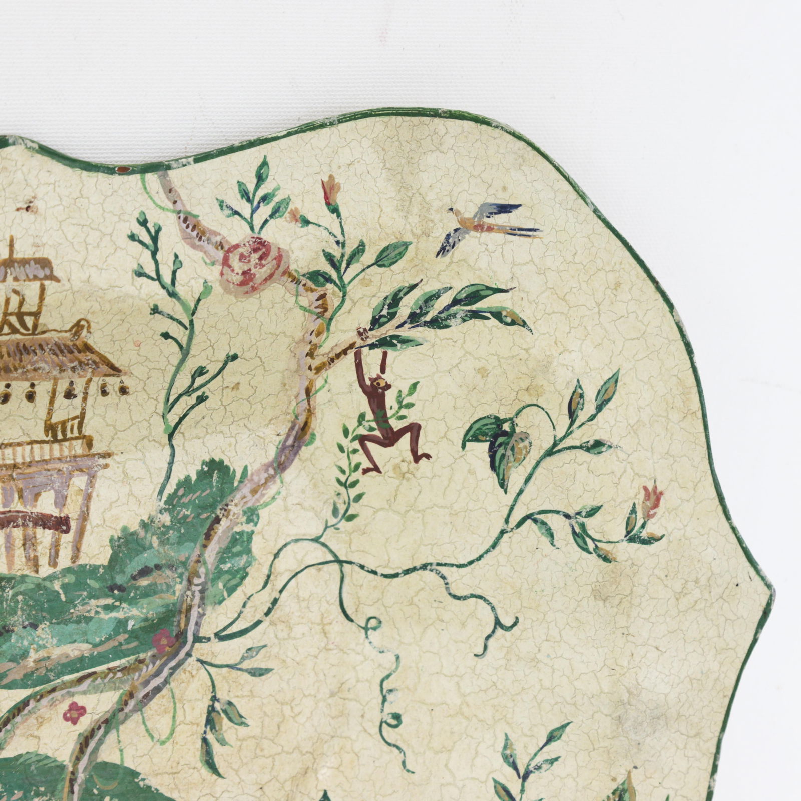 Vintage Scalloped Decorative Tray With Hand-Painted Elephant and Jungle Motif - 9