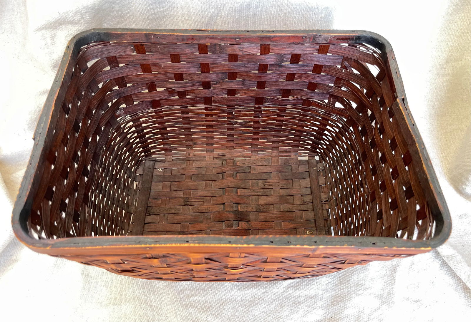 Vintage Woven Split Bamboo/Rattan Basket - 2