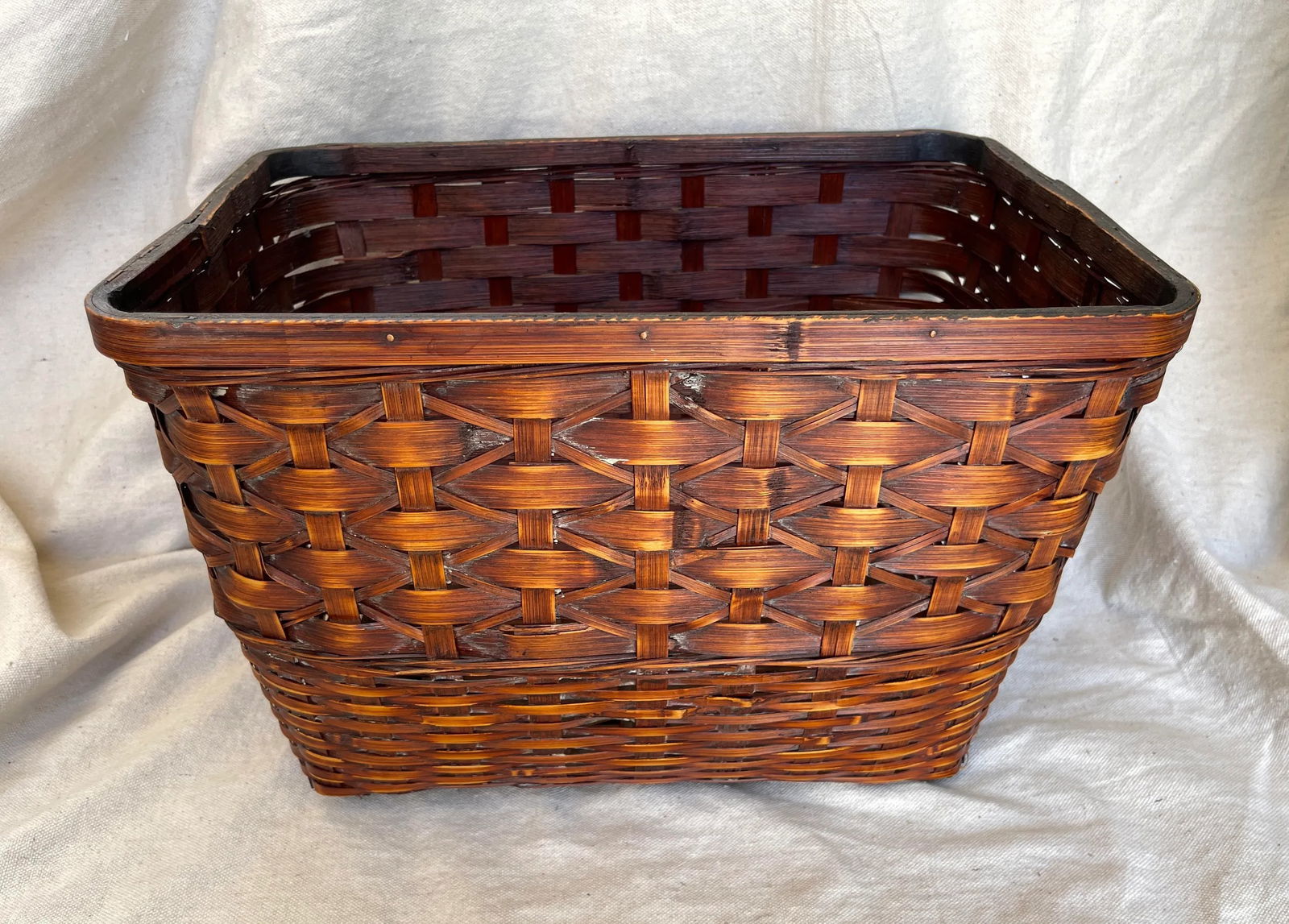 Vintage Woven Split Bamboo/Rattan Basket - 3