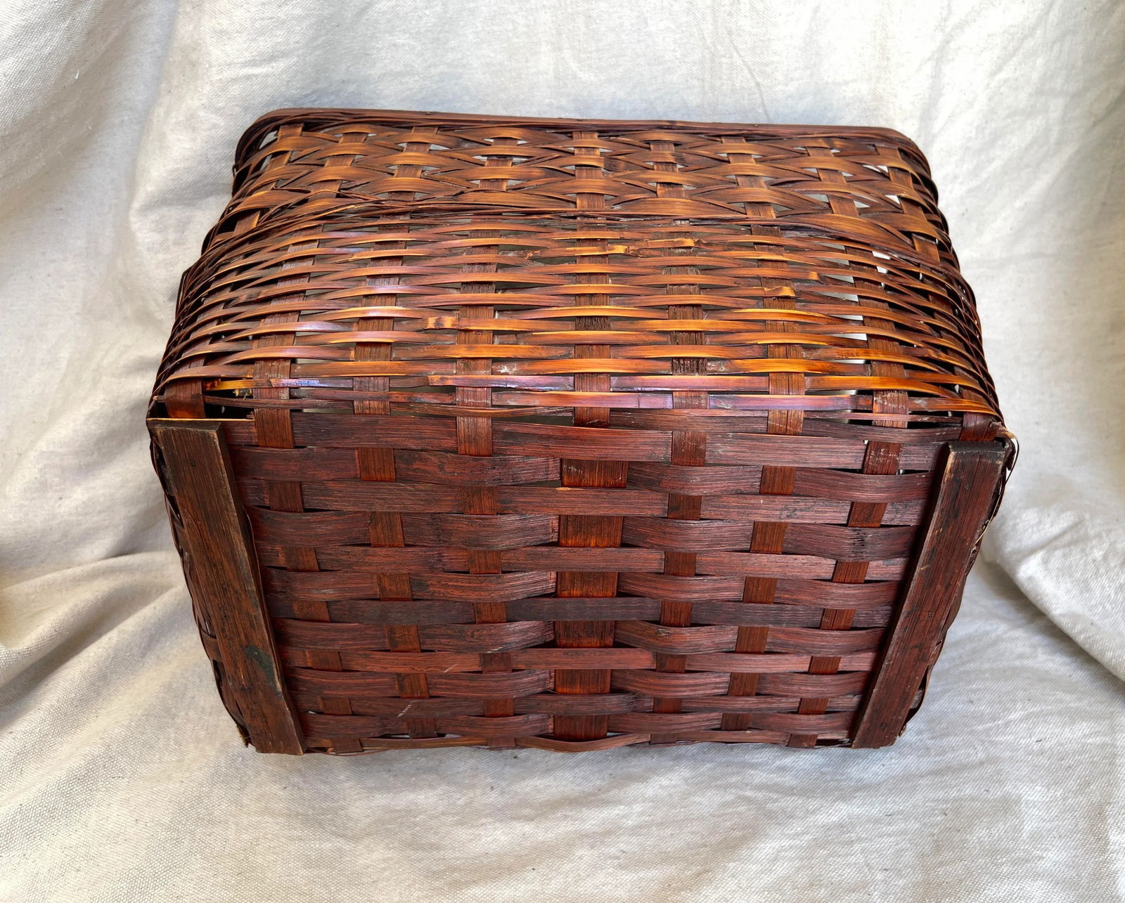 Vintage Woven Split Bamboo/Rattan Basket - 4
