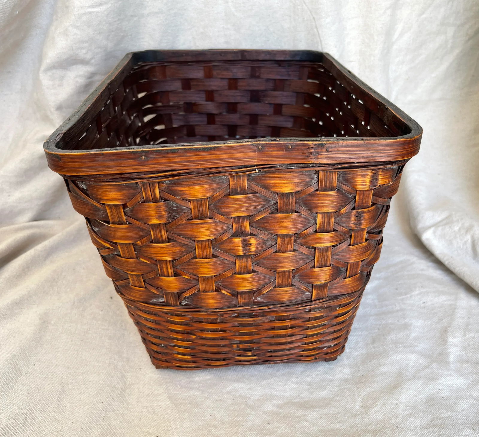 Vintage Woven Split Bamboo/Rattan Basket - 6